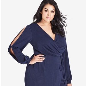 City Chic‎ Navy Faux Wrap Dress